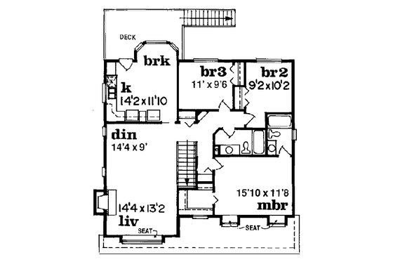 Floor Plan - Upper Floor for Traditional House Plan #47-235 - 3 bed, 2 bath