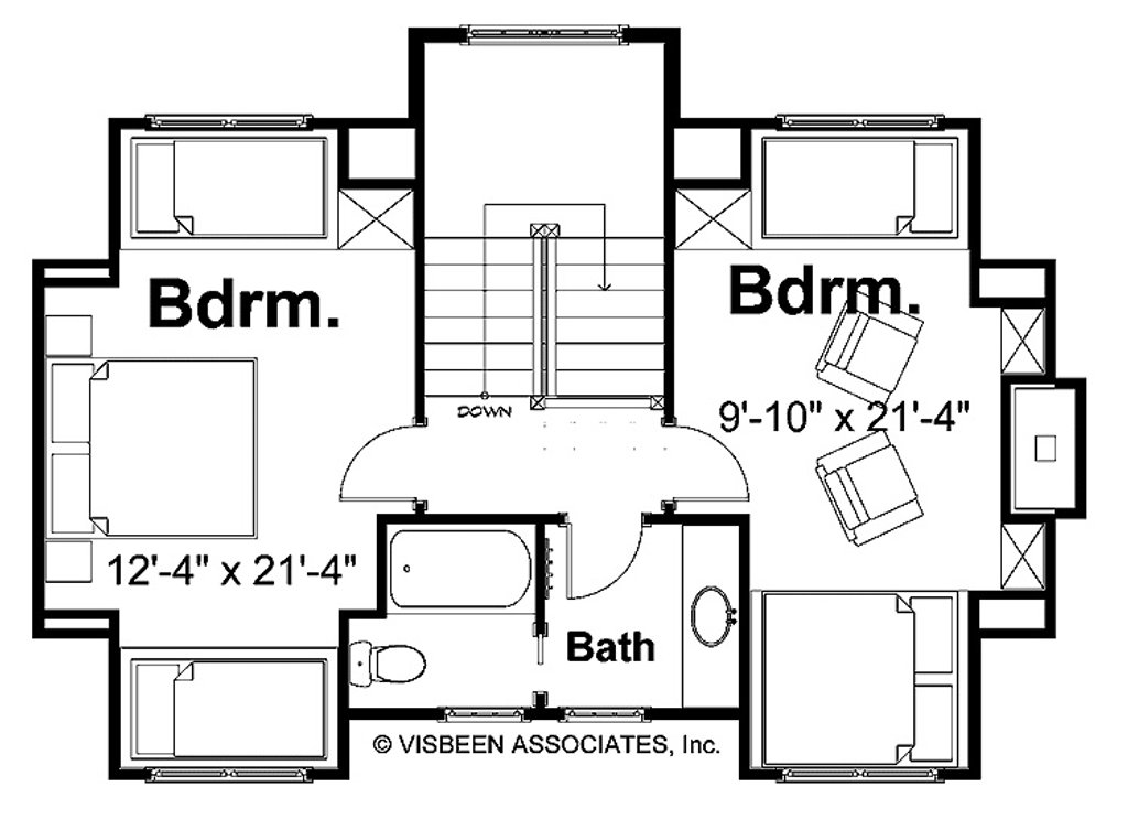 Floor Plan - Upper Floor for Farmhouse House Plan #928-419 - 3 bed, 2 bath