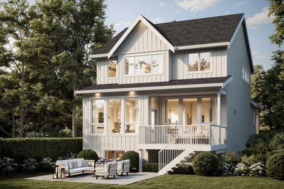 Exterior - Rear Elevation for Farmhouse House Plan #1114-3 - 3 bed, 2 bath