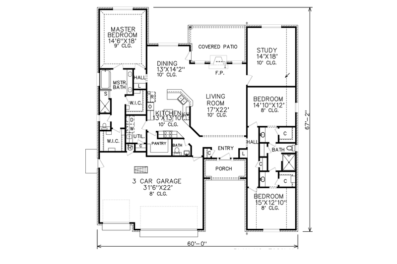 Dream House Plan - Floor Plan - Main Floor for Traditional House Plan #65-521 - 3 bed, 2.5 bath