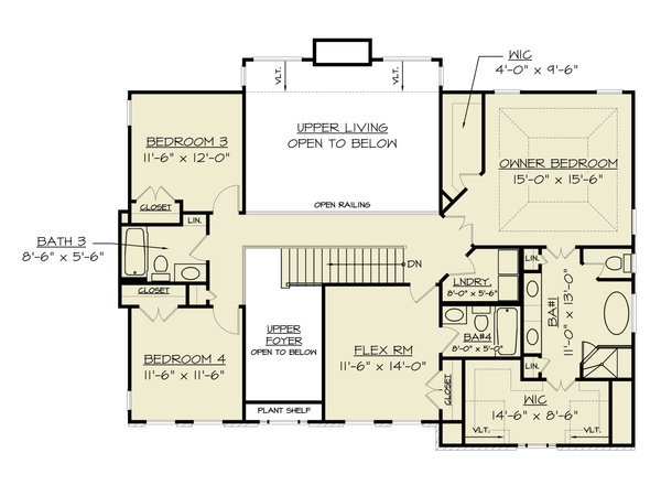 Traditional Floor Plan - Upper Floor Plan #119-453