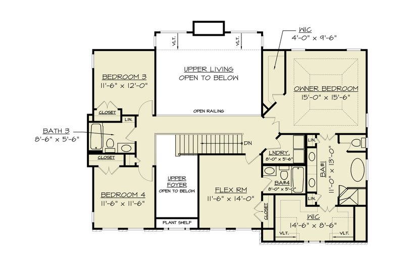 House Design - Floor Plan - Upper Floor for Traditional House Plan #119-453 - 5 bed, 4 bath