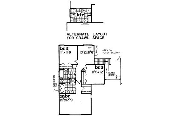 Floor Plan - Upper Floor for Traditional House Plan #47-529 - 3 bed, 2.5 bath