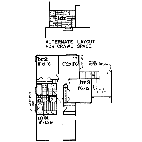 Traditional Floor Plan - Upper Floor Plan #47-529