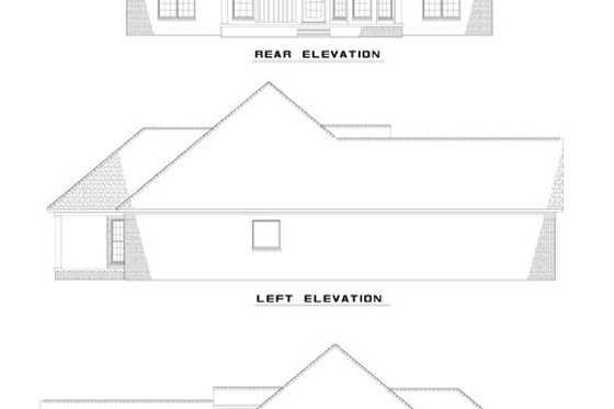 Exterior - Rear Elevation for Traditional House Plan #17-2887 - 4 bed, 2 bath