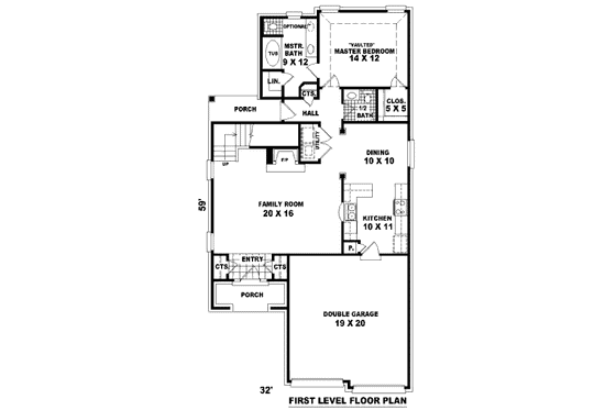Floor Plan - Main Floor for Traditional House Plan #81-13616 - 3 bed, 2.5 bath