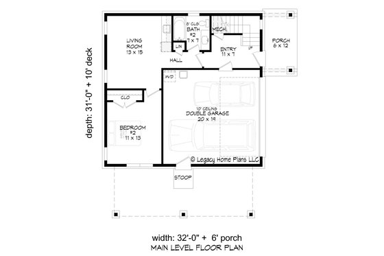 Floor Plan - Main Floor for Modern House Plan #932-781 - 2 bed, 2 bath