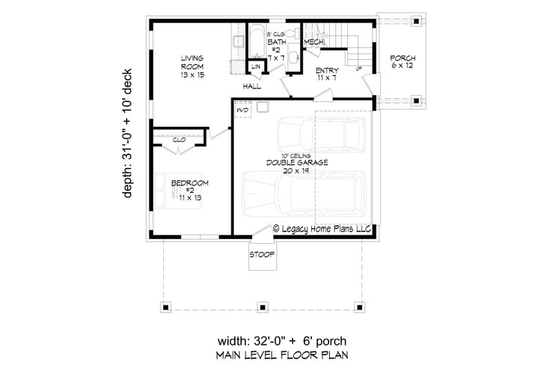 Home Plan - Floor Plan - Main Floor for Modern House Plan #932-781 - 2 bed, 2 bath