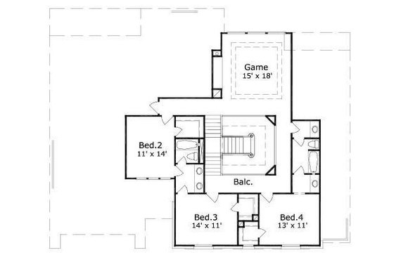 Floor Plan - Upper Floor for European House Plan #411-767 - 4 bed, 3.5 bath