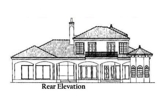 Exterior - Rear Elevation for European House Plan #76-110 - 4 bed, 3.5 bath