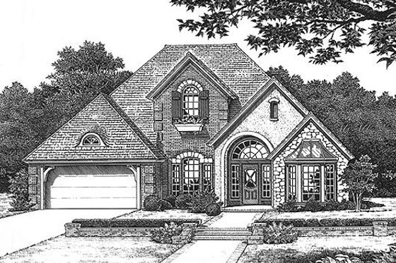 Exterior - Front Elevation for European House Plan #310-797 - 3 bed, 2.5 bath