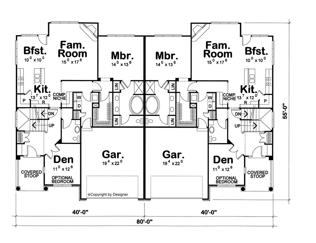 Floor Plan - Main Floor for Cottage House Plan #20-1351 - 3 bed, 2.5 bath