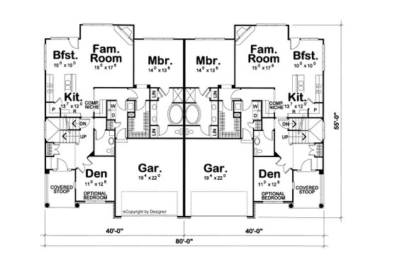Floor Plan - Main Floor for Cottage House Plan #20-1351 - 3 bed, 2.5 bath