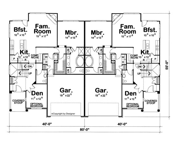 Home Plan - Floor Plan - Main Floor for Cottage House Plan #20-1351 - 3 bed, 2.5 bath