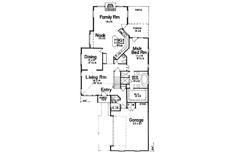 Architectural House Design - Floor Plan - Main Floor for Traditional House Plan #52-123 - 3 bed, 2.5 bath