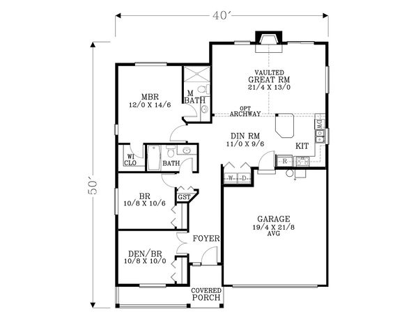 Craftsman Floor Plan - Main Floor Plan #53-599