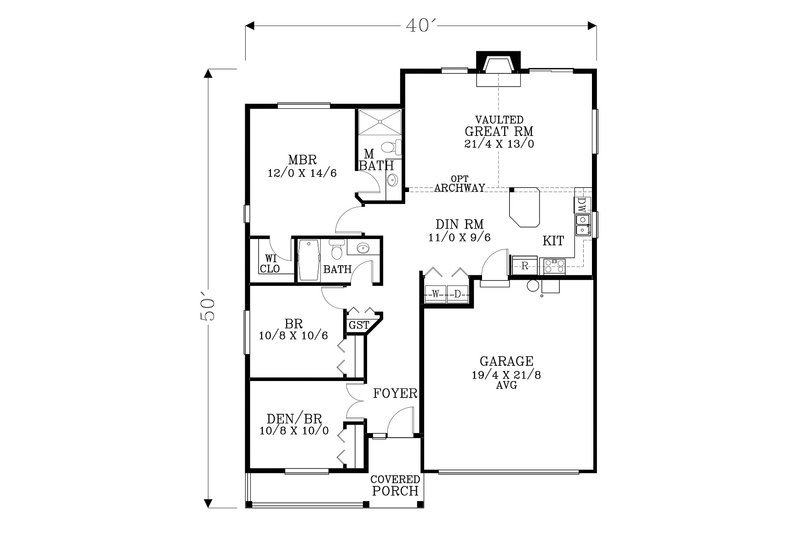 Craftsman Style House Plan - 3 Beds 2 Baths 1325 Sq/Ft Plan #53-599 ...