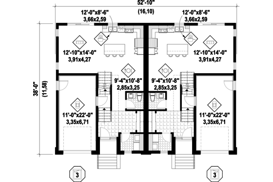 Floor Plan - Main Floor for Contemporary House Plan #25-4611 - 6 bed, 4 bath