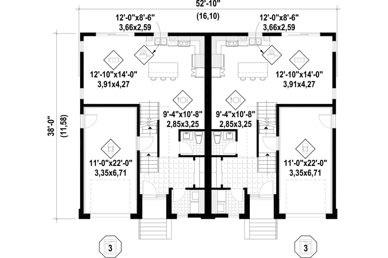 Home Plan - Floor Plan - Main Floor for Contemporary House Plan #25-4611 - 6 bed, 4 bath