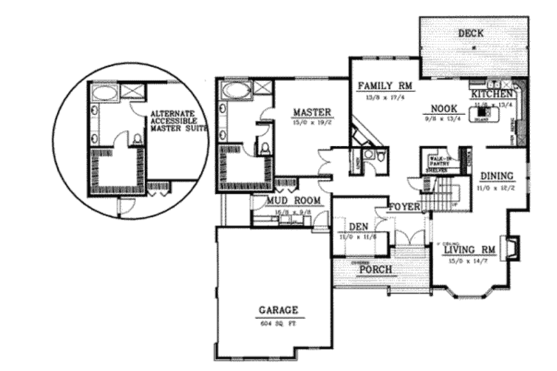Dream House Plan - Floor Plan - Main Floor for Farmhouse House Plan #100-218 - 4 bed, 2.5 bath