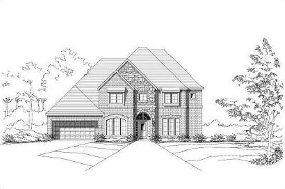 Exterior - Front Elevation for European House Plan #411-390 - 4 bed, 4.5 bath