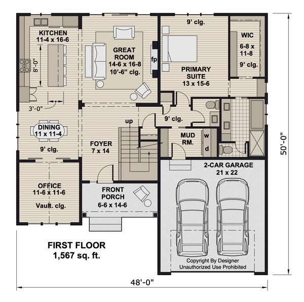 House Blueprint - Farmhouse Floor Plan - Main Floor Plan #51-1425