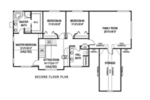 Floor Plan - Upper Floor for Country House Plan #11-221 - 4 bed, 2.5 bath