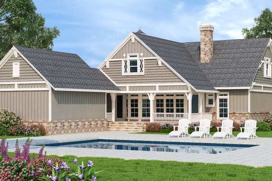 Exterior - Rear Elevation for Craftsman House Plan #45-598 - 3 bed, 2 bath