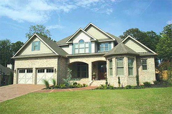 Exterior - Front Elevation 3 for European House Plan #17-1181 - 4 bed, 3 bath