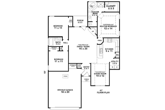 Floor Plan - Main Floor for European House Plan #81-13814 - 3 bed, 2 bath