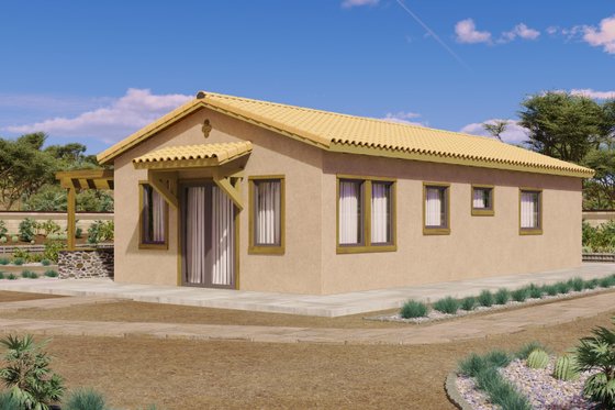 Exterior - Front Elevation 3 for Mediterranean House Plan #1106-88 - 1 bed, 1 bath