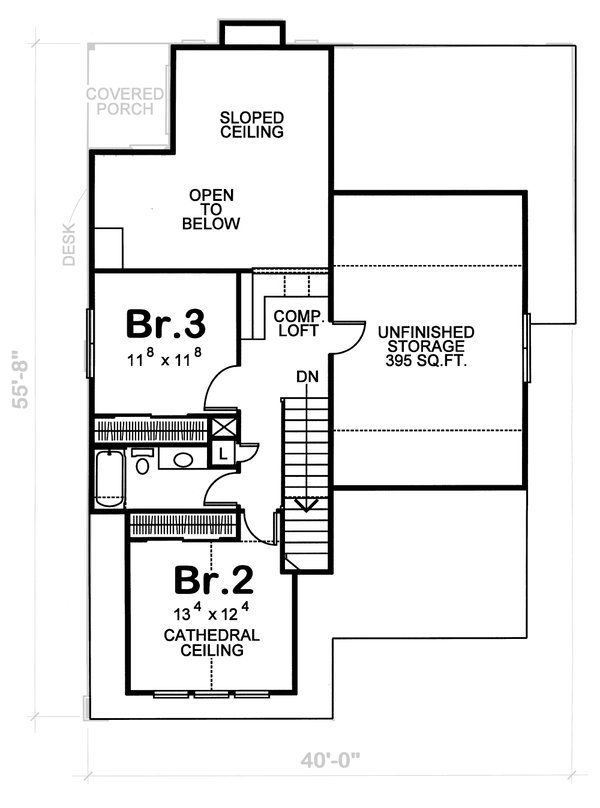 Craftsman Floor Plan - Upper Floor Plan #20-1228