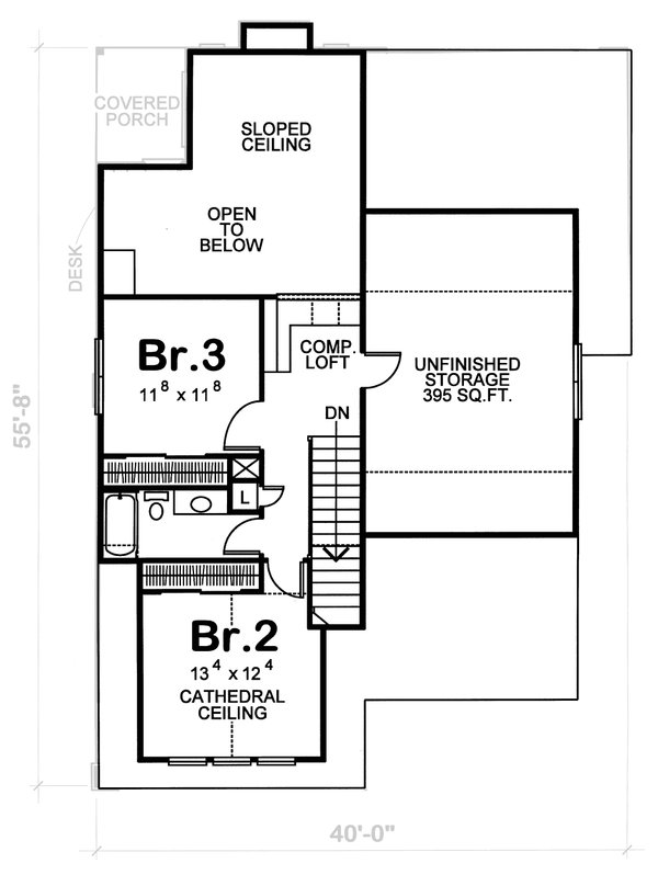 House Blueprint - Craftsman Floor Plan - Upper Floor Plan #20-1228