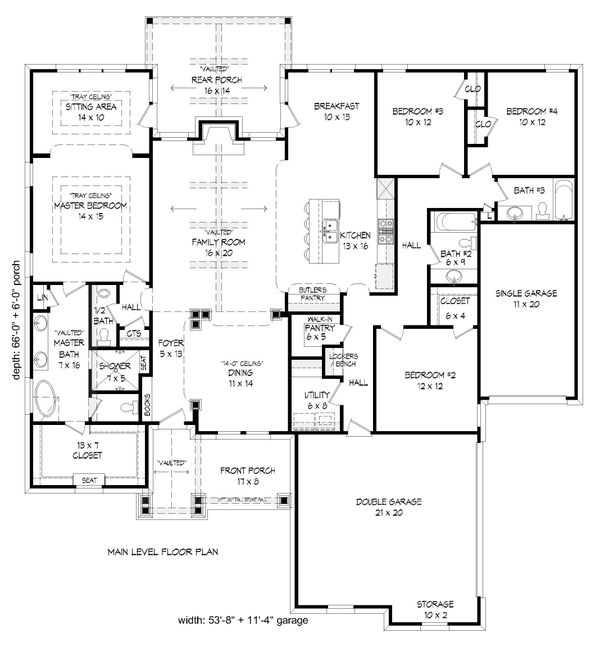 Craftsman Floor Plan - Main Floor Plan #932-281