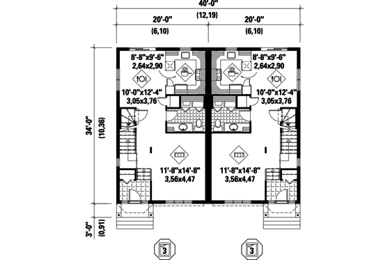 Floor Plan - Main Floor for European House Plan #25-4393 - 6 bed, 2 bath