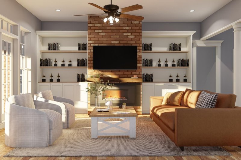 House Plan Design - Interior - Family Room 2 for European House Plan #17-2060 - 4 bed, 3 bath