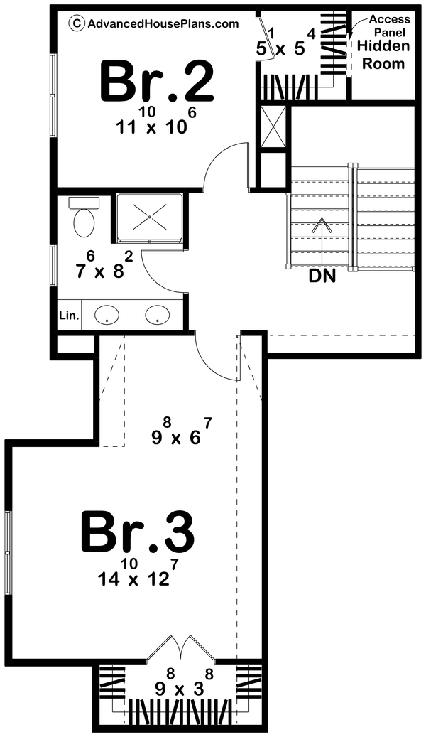 House Blueprint - Farmhouse Floor Plan - Upper Floor Plan #455-440