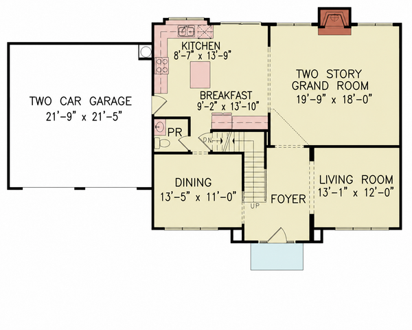 Home Plan - Floor Plan - Main Floor for Craftsman House Plan #54-711 - 3 bed, 2 bath