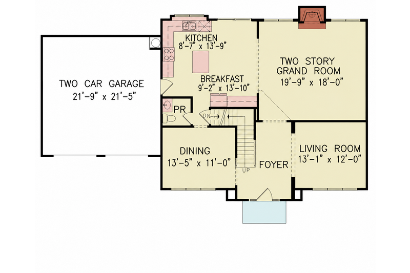 Home Plan - Floor Plan - Main Floor for Craftsman House Plan #54-711 - 3 bed, 2 bath