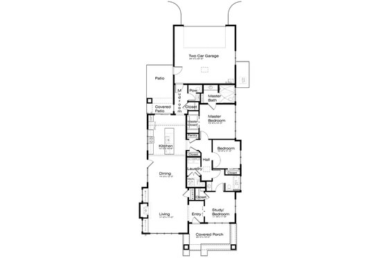 Floor Plan - Main Floor for Prairie House Plan #434-12 - 3 bed, 2.5 bath