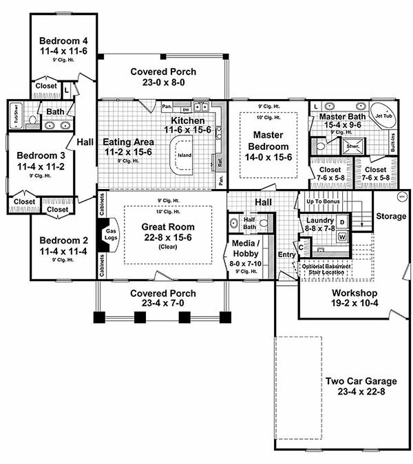 Craftsman style Plan 21-311 main floor