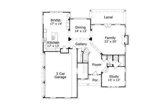 Floor Plan - Main Floor for Colonial House Plan #411-591 - 4 bed, 4.5 bath