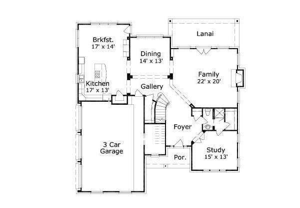 Colonial Floor Plan - Main Floor Plan #411-591