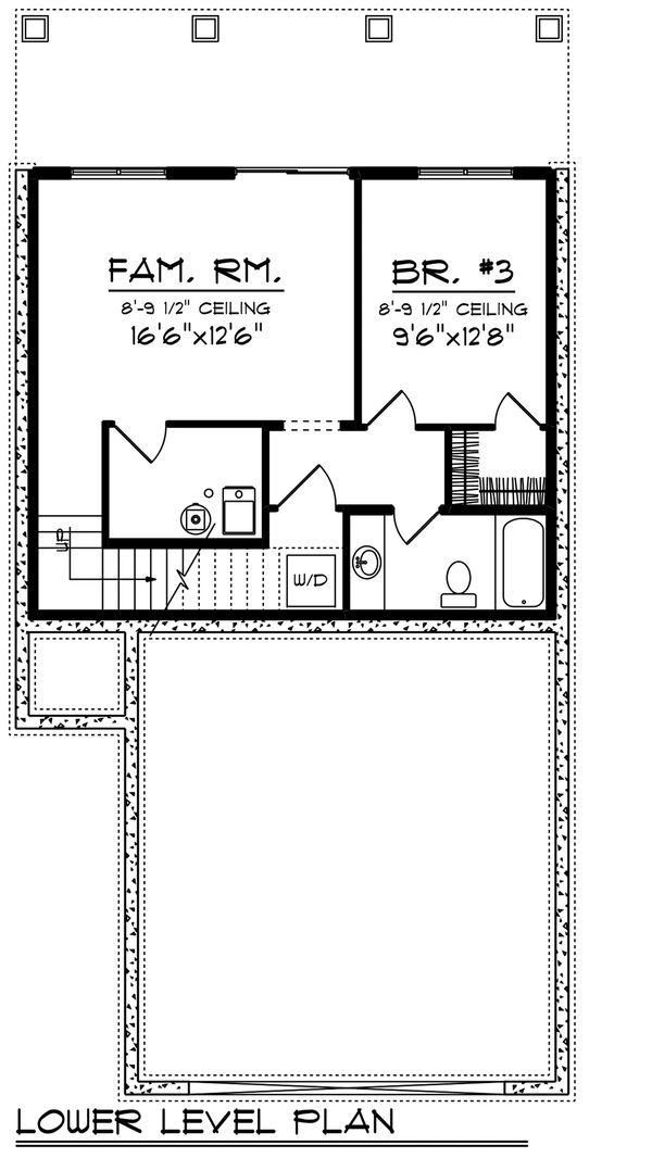 Architectural House Design - Craftsman Floor Plan - Lower Floor Plan #70-1492