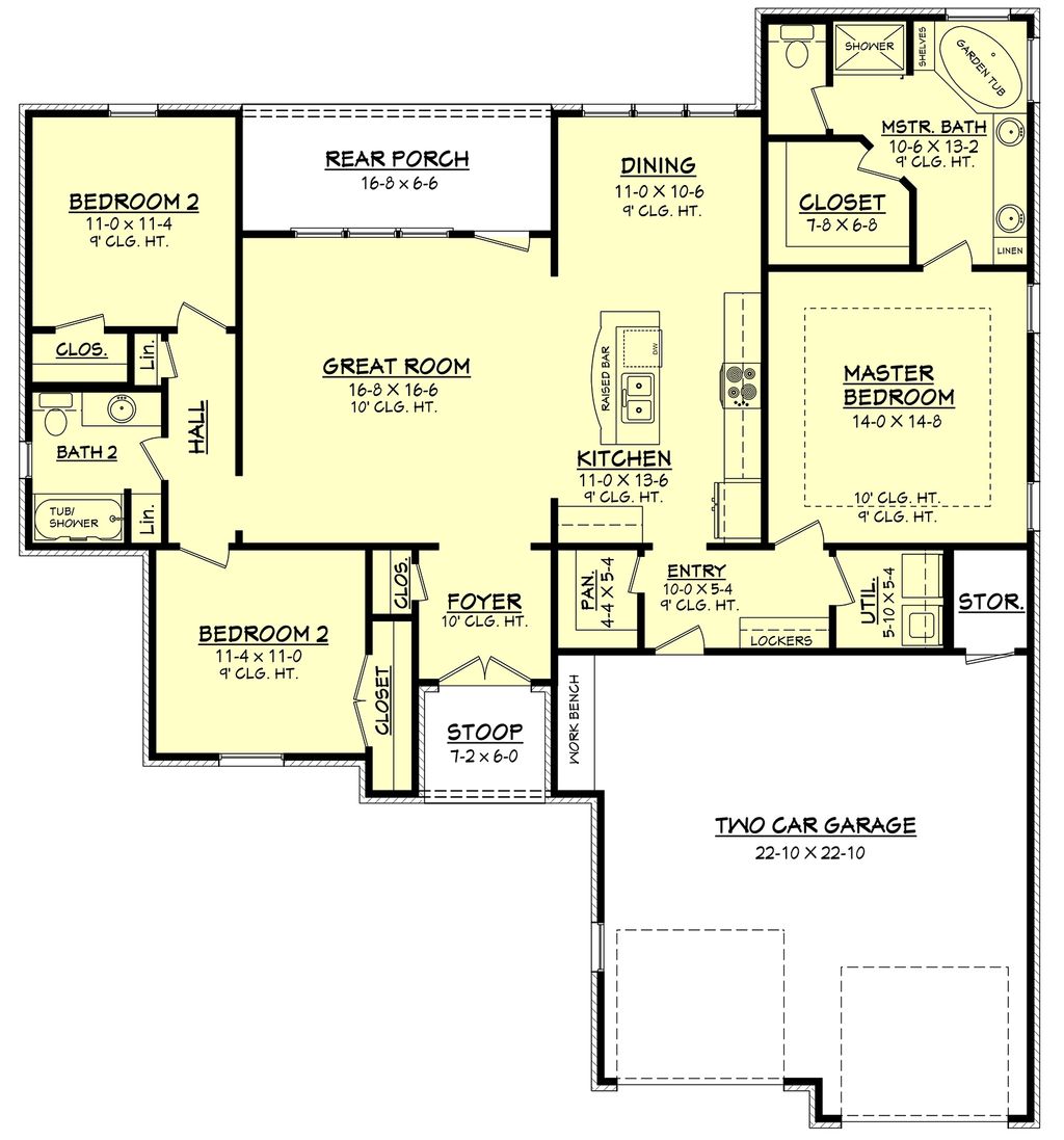 European Style House Plan 3 Beds 2 Baths 1600 Sq/Ft Plan