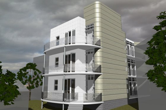 Exterior - Rear Elevation for Contemporary House Plan #535-20 - 3 bed, 2.5 bath