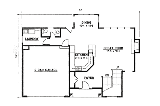 Floor Plan - Main Floor for Traditional House Plan #67-852 - 4 bed, 3 bath