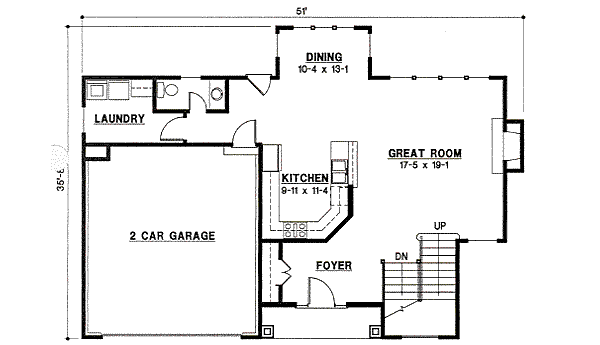Floor Plan - Main Floor for Traditional House Plan #67-852 - 4 bed, 3 bath