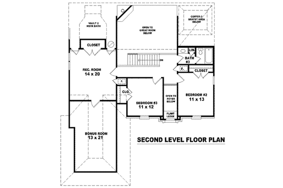 Floor Plan - Upper Floor for European House Plan #81-793 - 3 bed, 3 bath