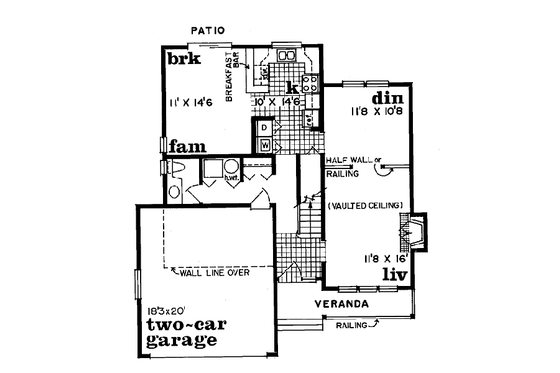 Floor Plan - Main Floor for Traditional House Plan #47-149 - 3 bed, 2.5 bath